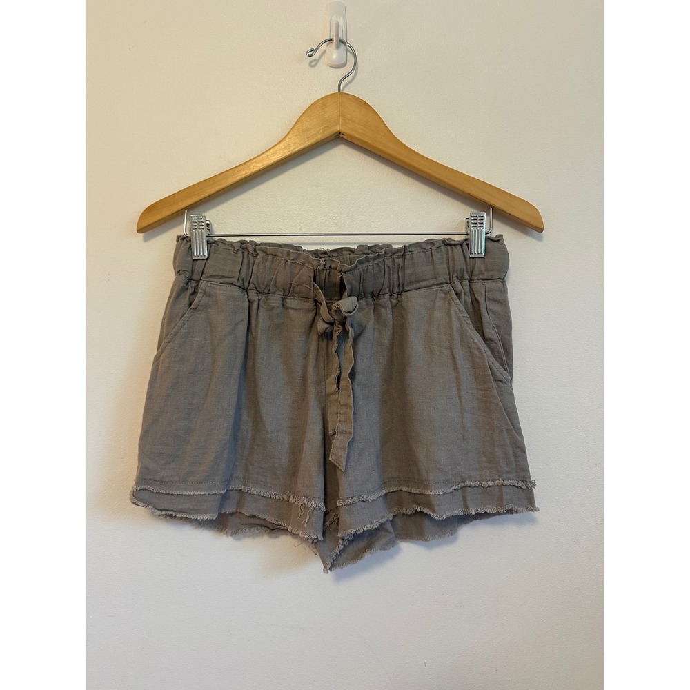 Rewash Linen Blend Paperbag Waist Shorts in Taupe | Size Small